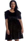 Black Plus Size Skater Style Velvet Cross Back Dress For Women 14 - Dropwear