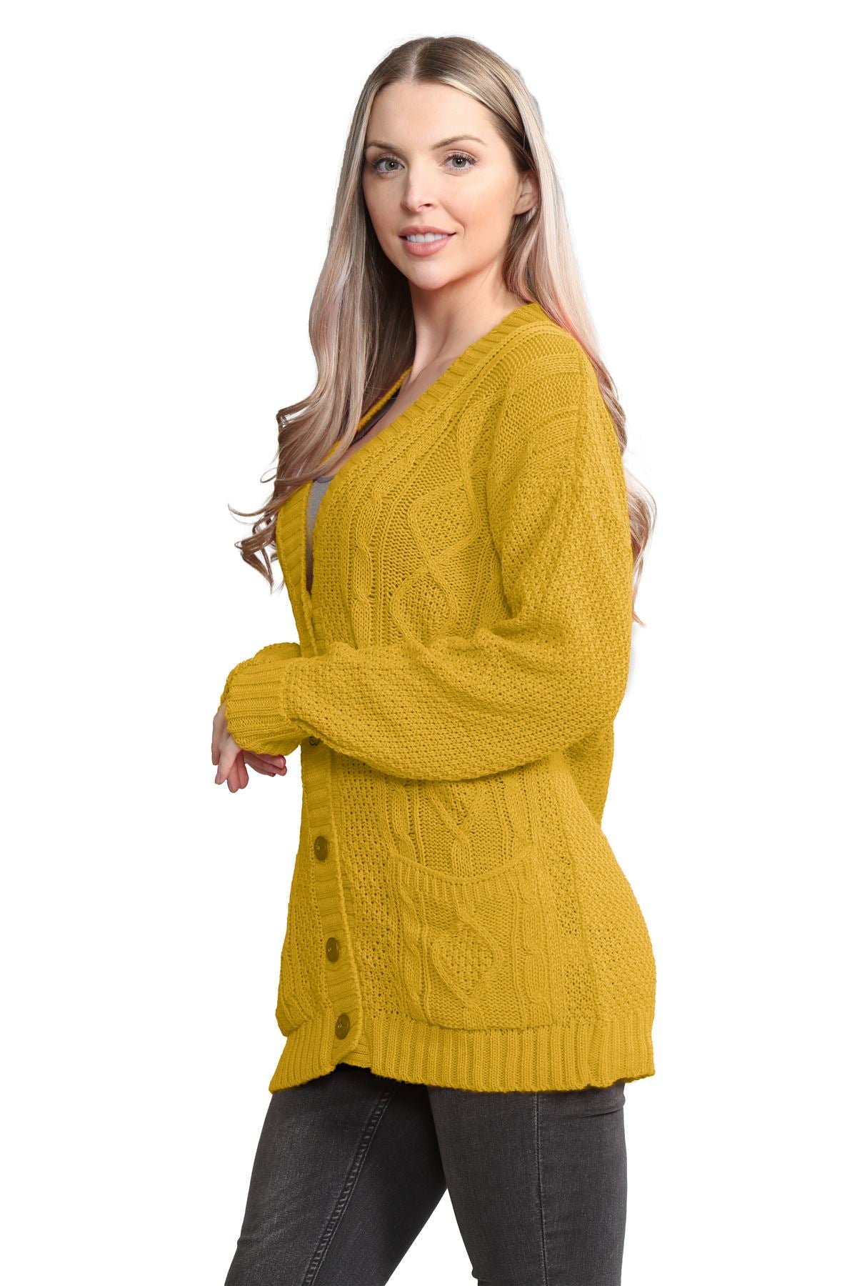 Sky Blue Cable Knitted Button Cardigan For Women 8-10 - Dropwear