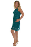 White Floral Lace Sequin Ladies Sleeveless Party Dress For Women 24-26 - Dropwear