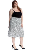 Paisley White Plus Size Paisley White Print Midi Skirt For Women 20-22 - Dropwear