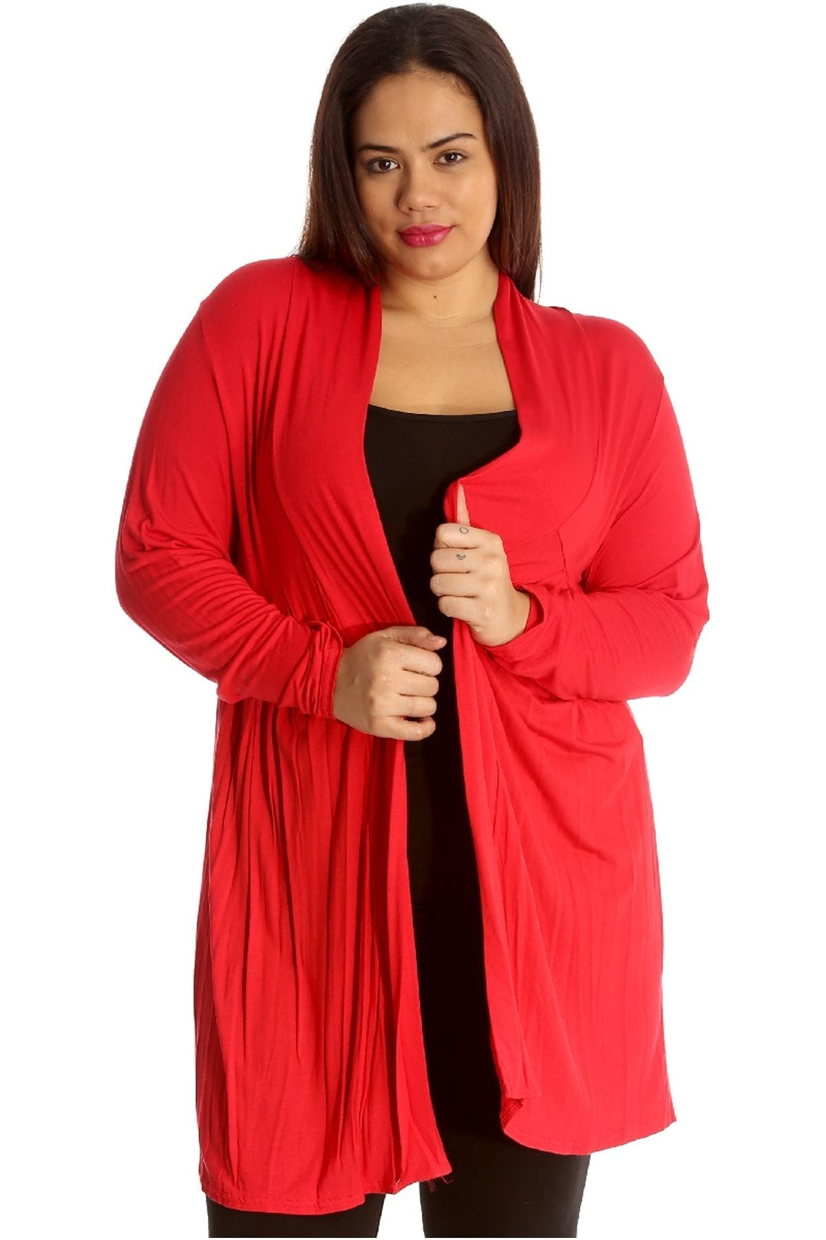 Plus Size Lace Back Open Pleated Cardigan For Women  - Dropwear