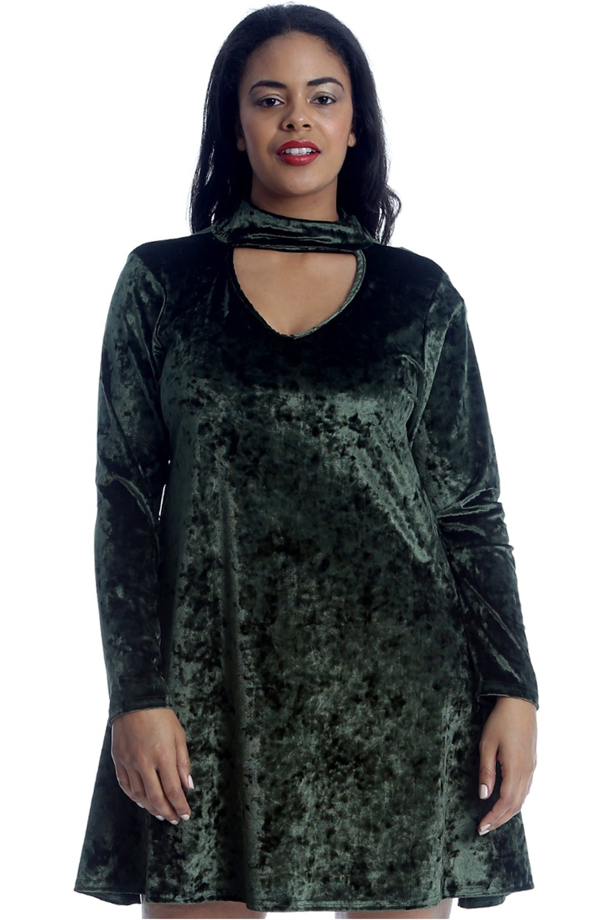 Plus Size Plain Velvet Swing Top For Women  - Dropwear