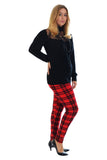 Green Plus Size Tartan Check Print Long Leggings For Women 16-18 - Dropwear