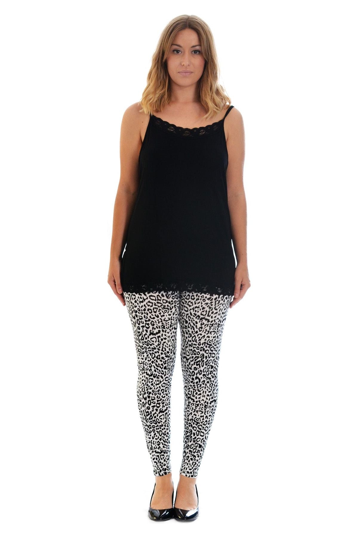 Black White Animal Plus Size Black White Animal Print Leggings For Women 20-22 - Dropwear