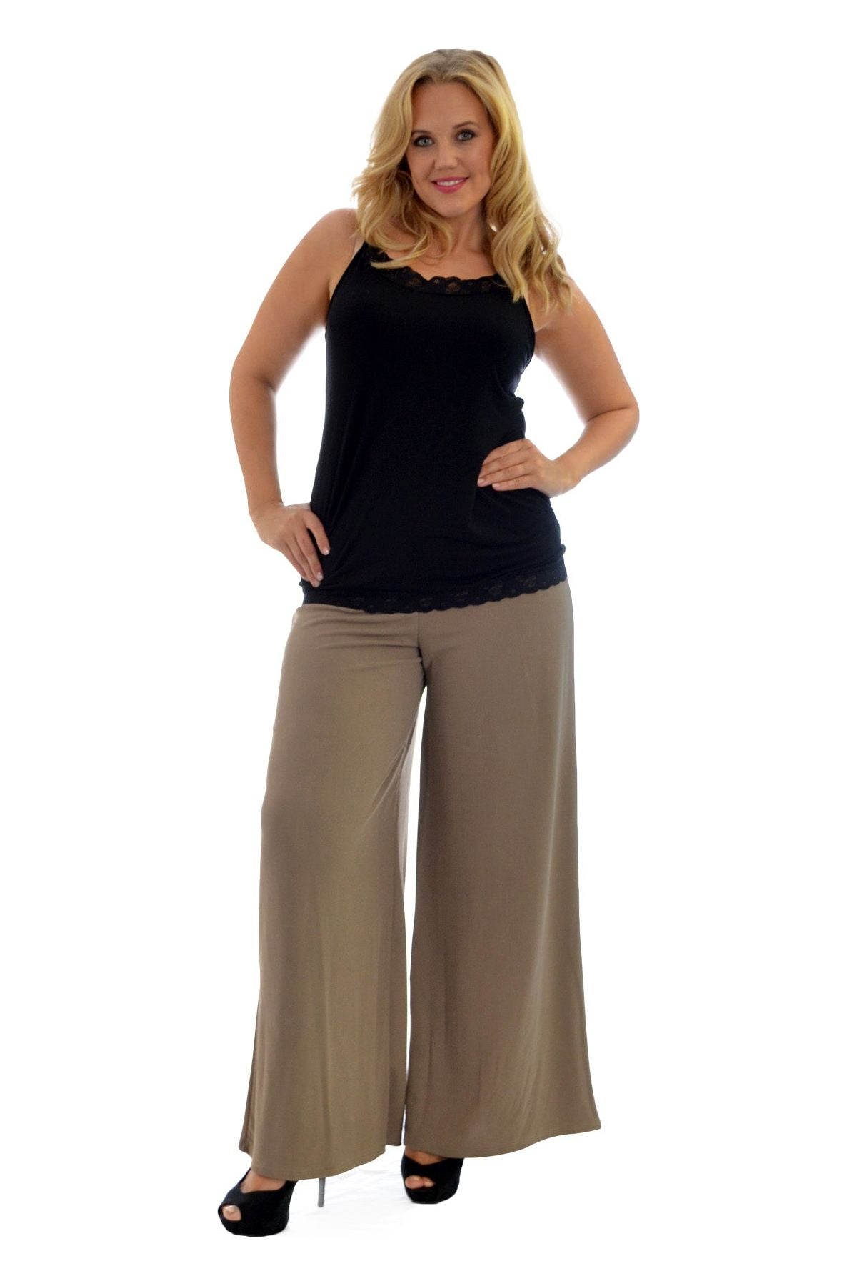 Cerise Wide Leg Flared Plain Palazzo Trouser For Women 12-14 - Dropwear