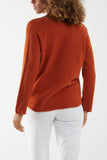 Jade Raw Edge V-Neck Jumper For Women ONE SIZE - Dropwear