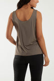 Mocha Double Layer Scoop Neck Plain Vest For Women ONE SIZE - Dropwear