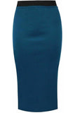 Purple Plus Size Plain Stretch Pencil Midi Skirt For Women 20-22 - Dropwear