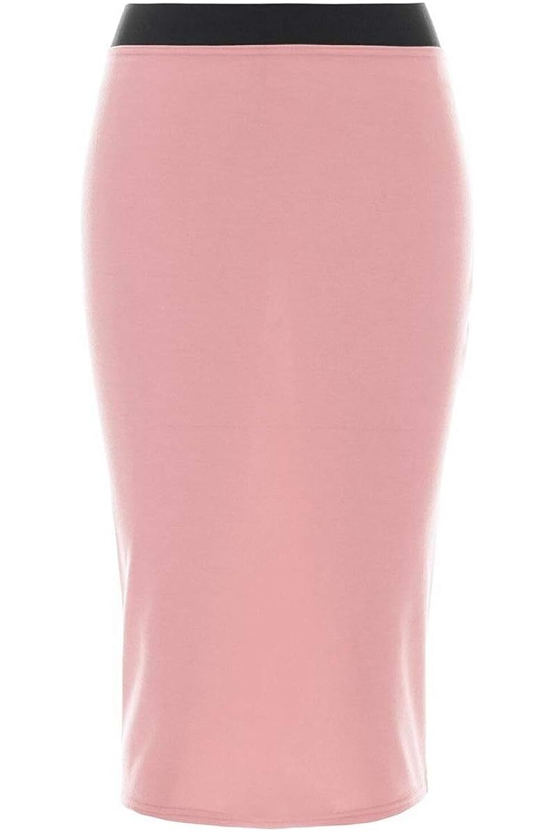 Teal Plus Size Plain Stretch Pencil Midi Skirt For Women 20-22 - Dropwear