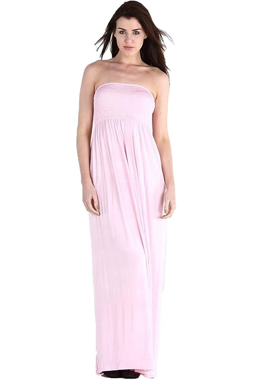 Mocha Plus Size Strapless Sheering Maxi Dress For Women 16-18 - Dropwear