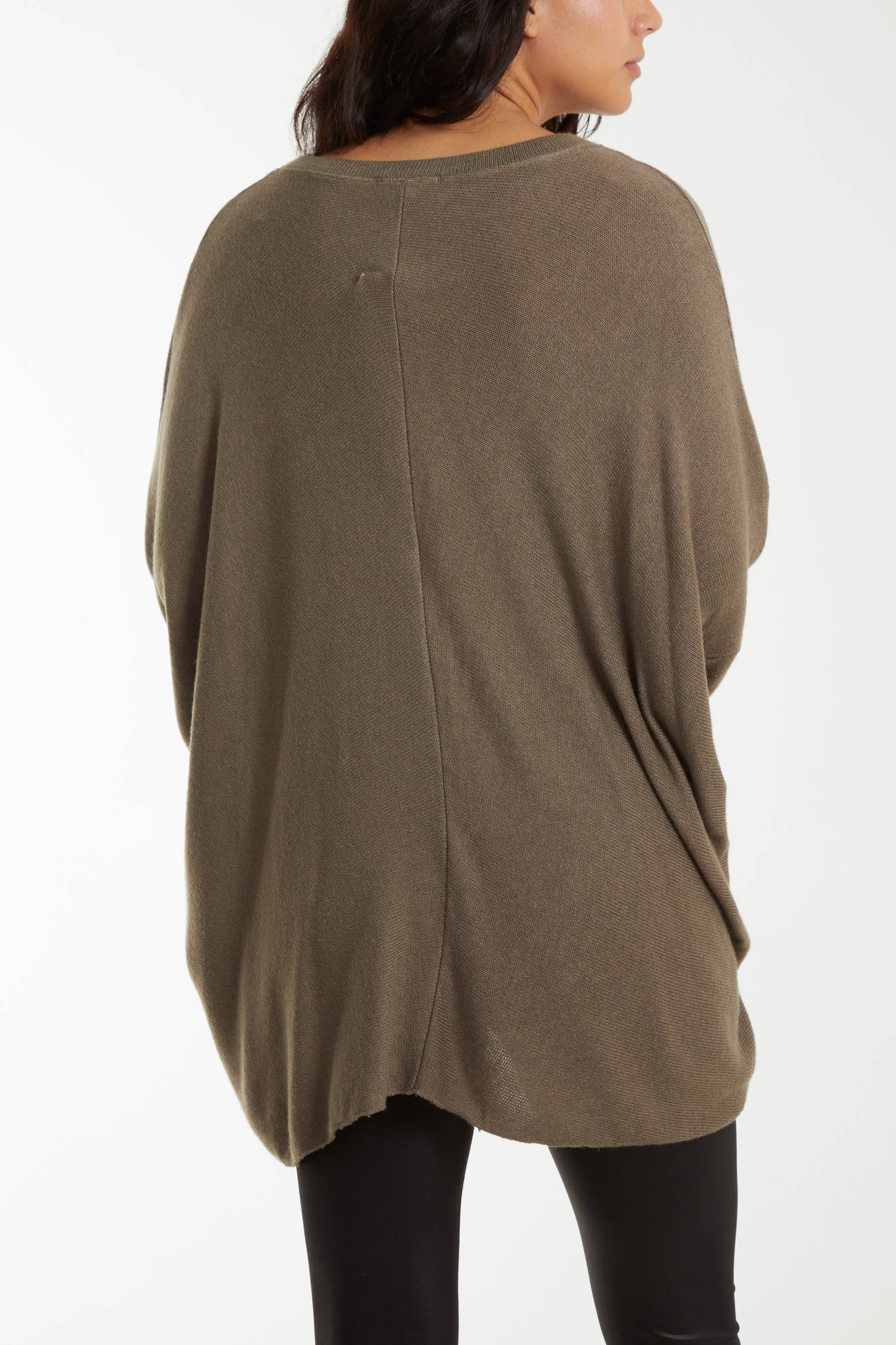 Charcoal Asymmetric Hem Oversized Jumper For Women ONE SIZE - Dropwear