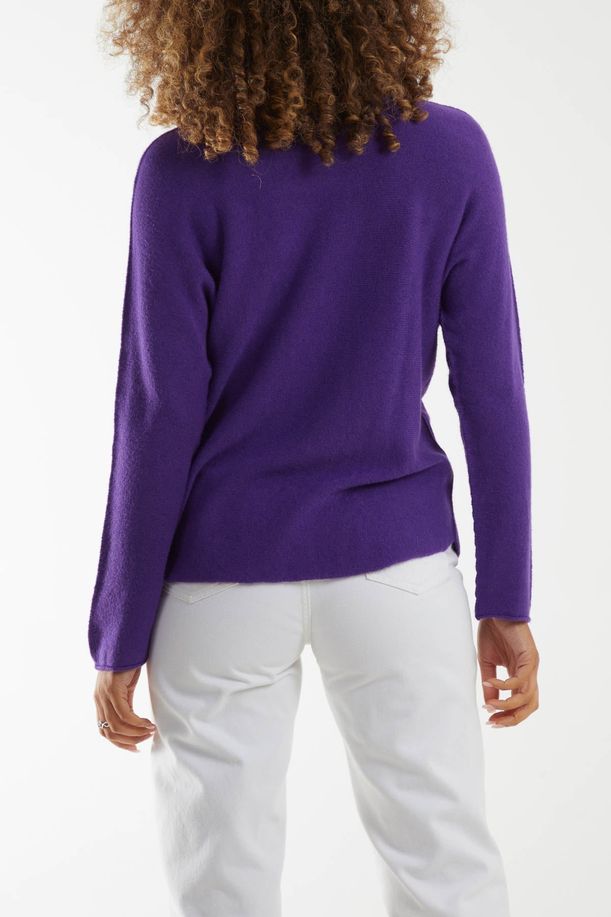 Denim Raw Edge V-Neck Jumper For Women ONE SIZE - Dropwear