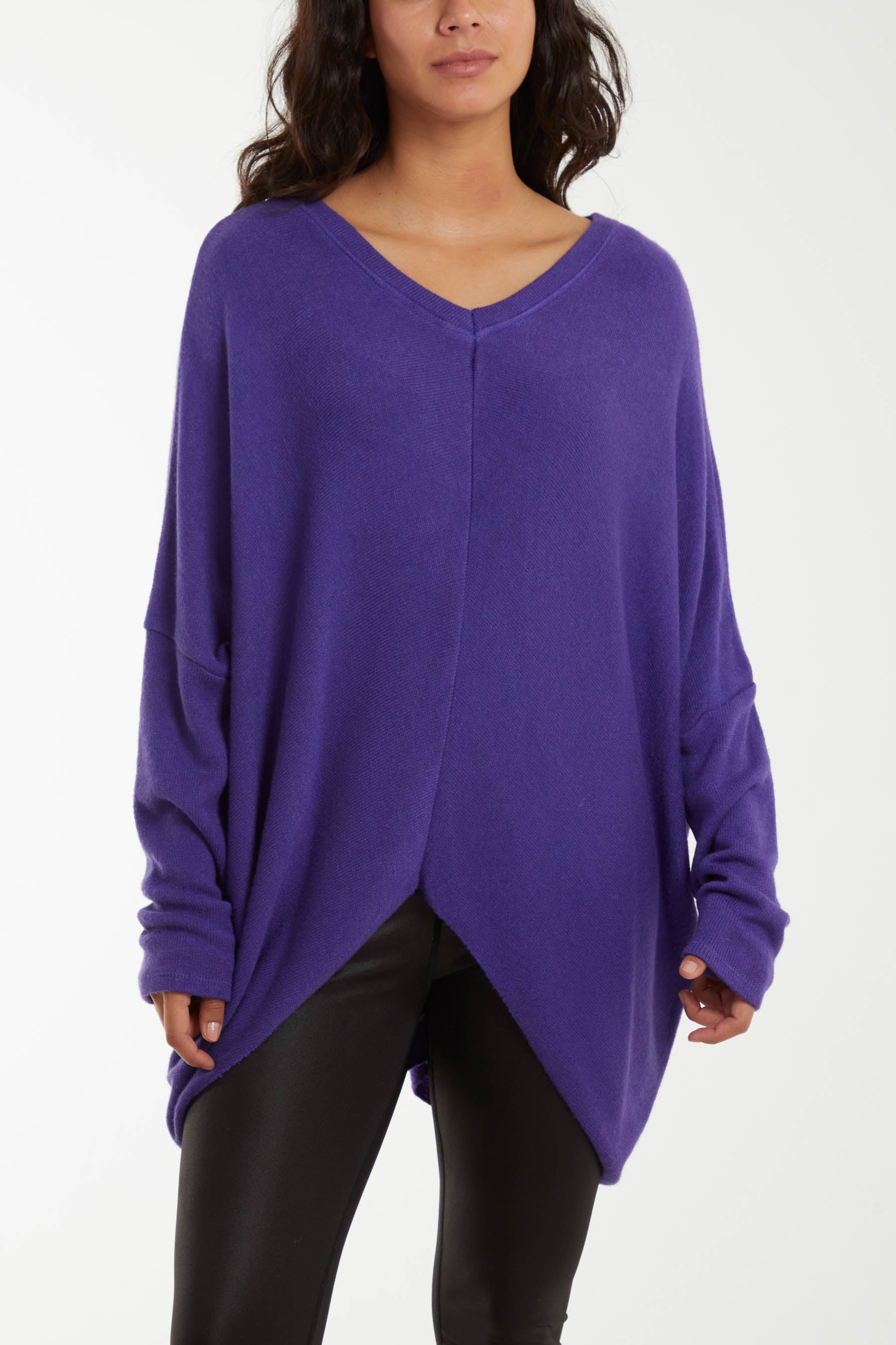 Asymmetric Hem Oversized Jumper For Women  - Dropwear