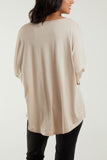 Mint High Low Curved Hem Long Sleeve Top For Women ONE SIZE - Dropwear