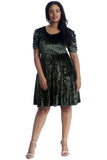 Pink Plus Size Skater Style Velvet Cross Back Dress For Women 18 - Dropwear