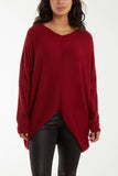 Magenta Asymmetric Hem Oversized Jumper For Women ONE SIZE - Dropwear