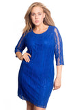 Black Floral Lace Lined 3/4 Sleeve Dress For Women 18 - Dropwear