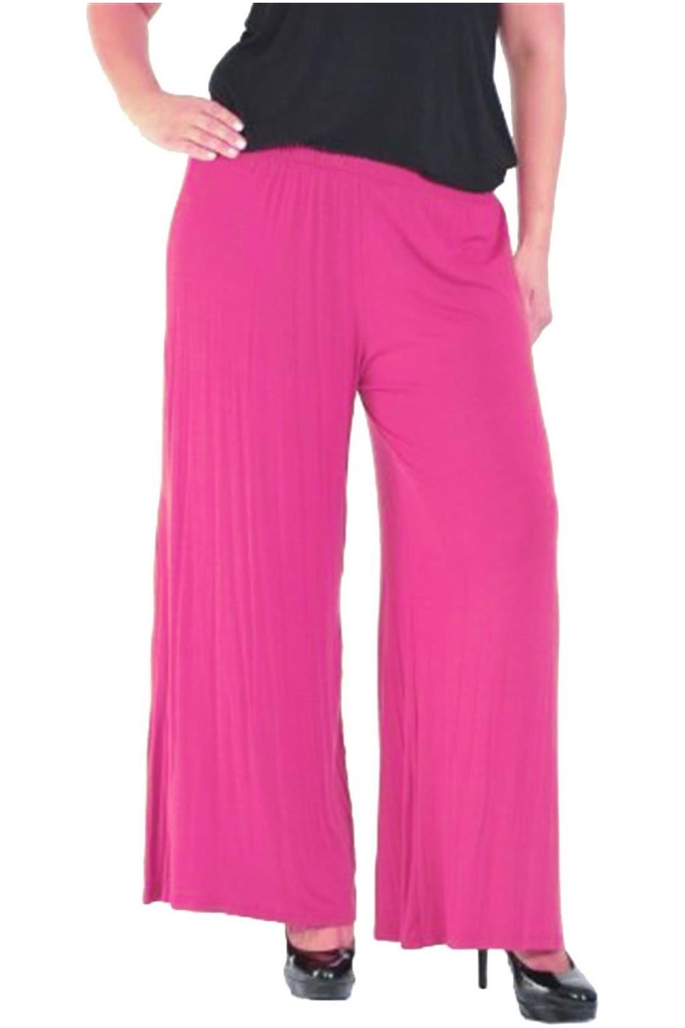 Grey Wide Leg Flared Plain Palazzo Trouser For Women 8-10 - Dropwear