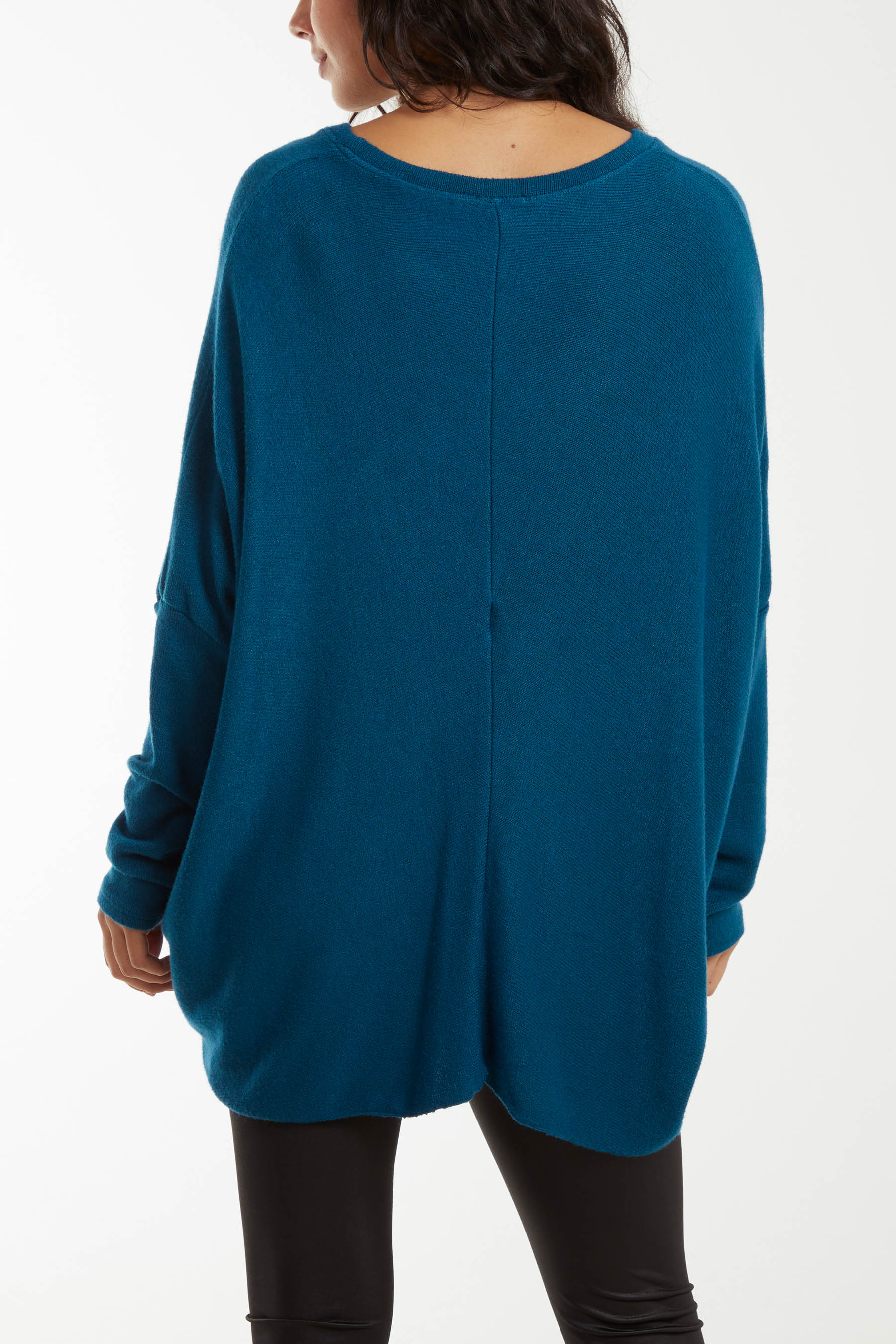 Black Asymmetric Hem Oversized Jumper For Women ONE SIZE - Dropwear
