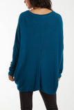 Black Asymmetric Hem Oversized Jumper For Women ONE SIZE - Dropwear