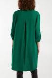 V-Neck Button Sleeve Long Top For Women  - Dropwear