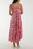 Hot Pink Sleeveless Abstract Print Maxi Dress For Women ONE SIZE - Dropwear