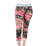 Orange Italian Camouflage Print Trousers For Women 20 - Dropwear