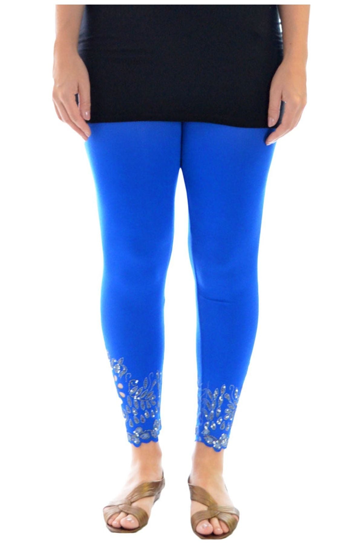 Sequin Scallop Beaded Flower Petal Leggings For Women  - Dropwear