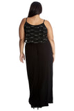 Black Plus Size Floral Sequin Lace Maxi Dress For Women 18 - Dropwear