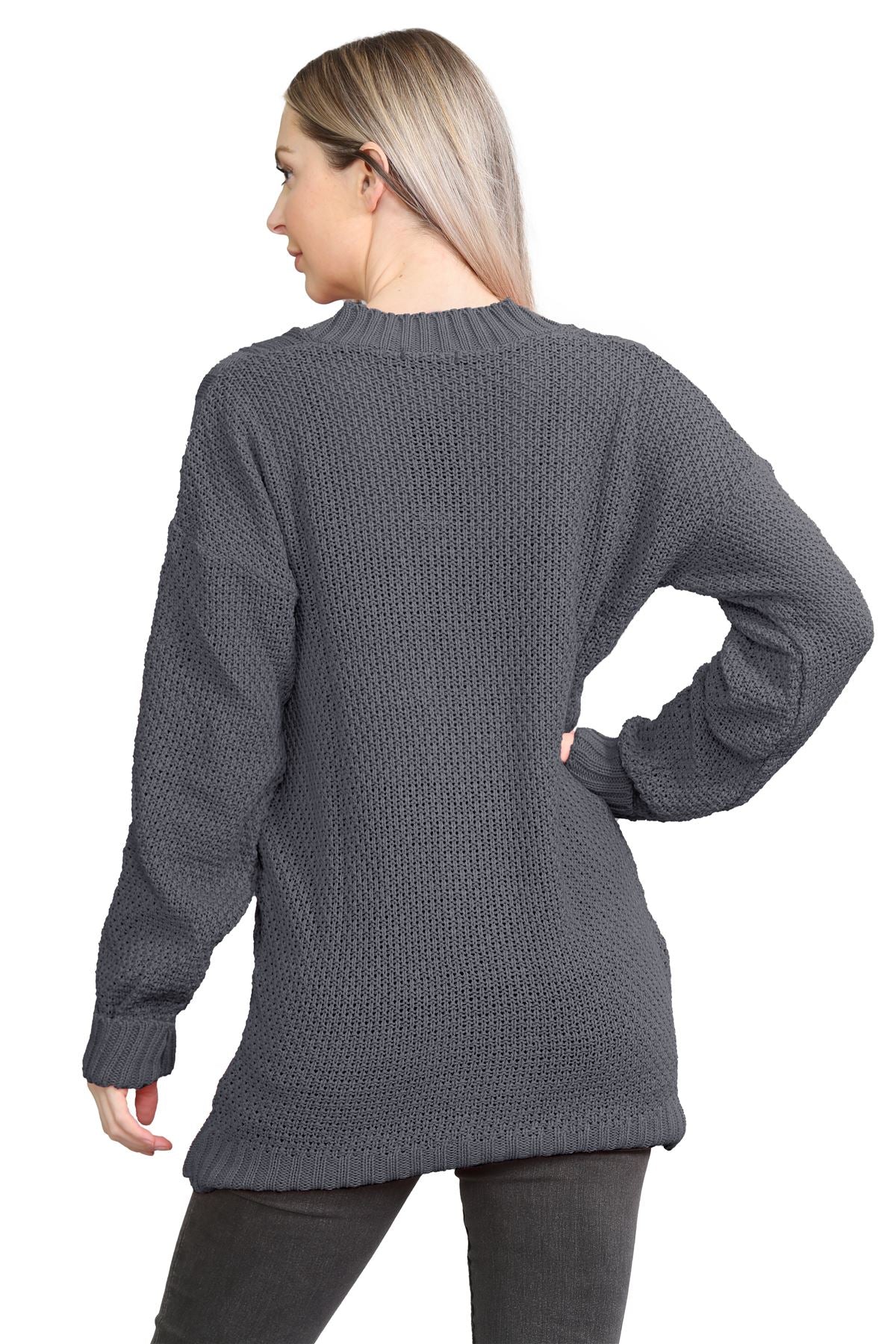 Cable Knitted Button Cardigan For Women  - Dropwear