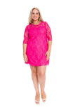 Black Lace Lined 3/4 Knee Length Dress For Women 20 - Dropwear