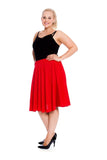 Navy Blue Flared Elastic Waist Skater Skirt For Women 16 - Dropwear