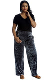 Velour Velvet Wide Flared Leg Pocket Palazzo For Women  - Dropwear