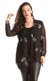 Coral Chiffon Butterfly Print Sheer Cardigan Top For Women 14 - Dropwear