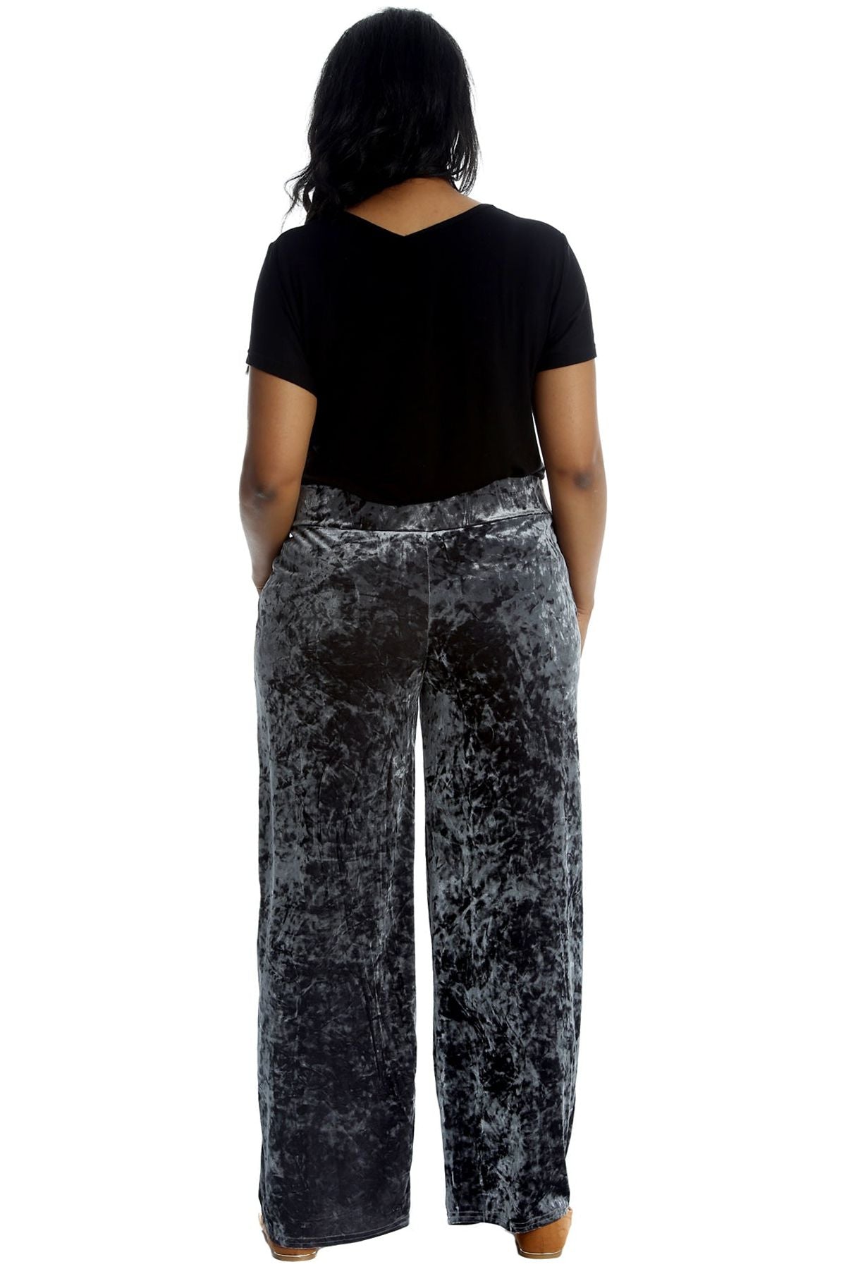 Velour Velvet Wide Flared Leg Pocket Palazzo For Women  - Dropwear