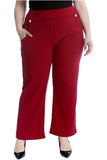 Plus Button Embellished Pocket Palazzo Trousers For Women  - Dropwear