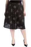 Pink Circle Black Plus Size Circle Print Midi Skirt For Women 16-18 - Dropwear