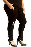 Blue Silver Sequin Patched Ripped Jeans For Women 18 - Dropwear