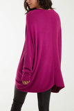 Brown Asymmetric Hem Oversized Jumper For Women ONE SIZE - Dropwear