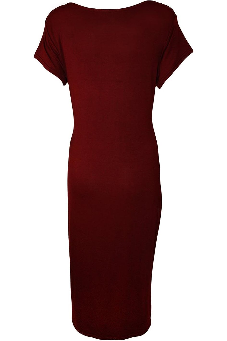 Coral Plain Short Sleeve Jersey Midi Dress For Women 8-10 - Dropwear