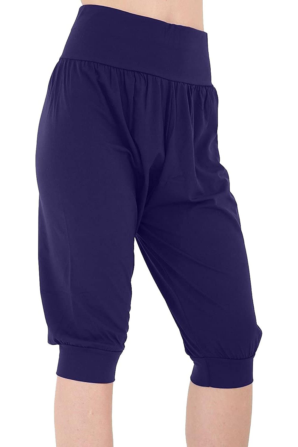 Charcoal Plus Size Cropped Harem Trousers For Women 24-26 - Dropwear