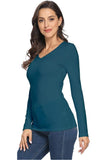 Brown Plus Size Long Sleeve V Neck Top For Women 16-18 - Dropwear