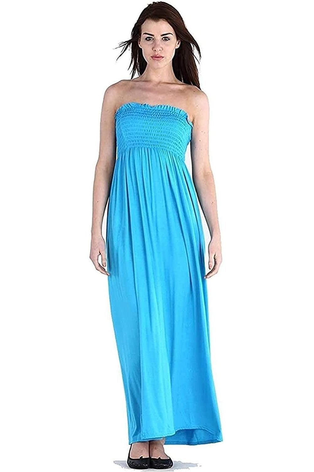 Pink Baby Strapless Sheering Maxi Dress For Women 12-14 - Dropwear
