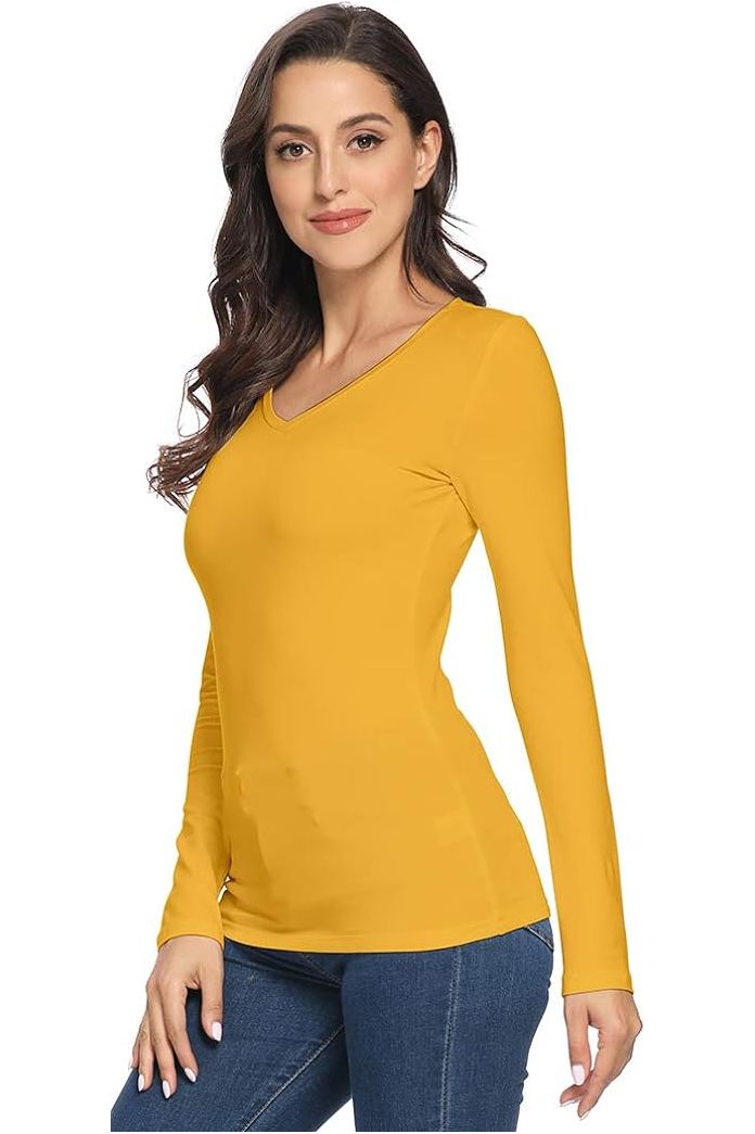 Cerise Plus Size Long Sleeve V Neck Top For Women 20-22 - Dropwear