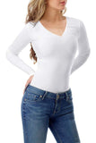 Cerise Plus Size Long Sleeve V Neck Top For Women 24-26 - Dropwear