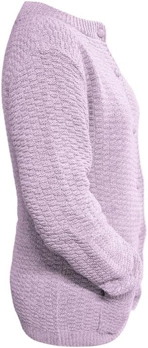 Gray Women's Knitted Winter Cardigan Long Sleeve Warmth with Crew Neck & Ribbed Knit For Women 12-14 - Dropwear