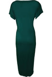 Plain Short Sleeve Jersey Midi Dress For Women  - Dropwear