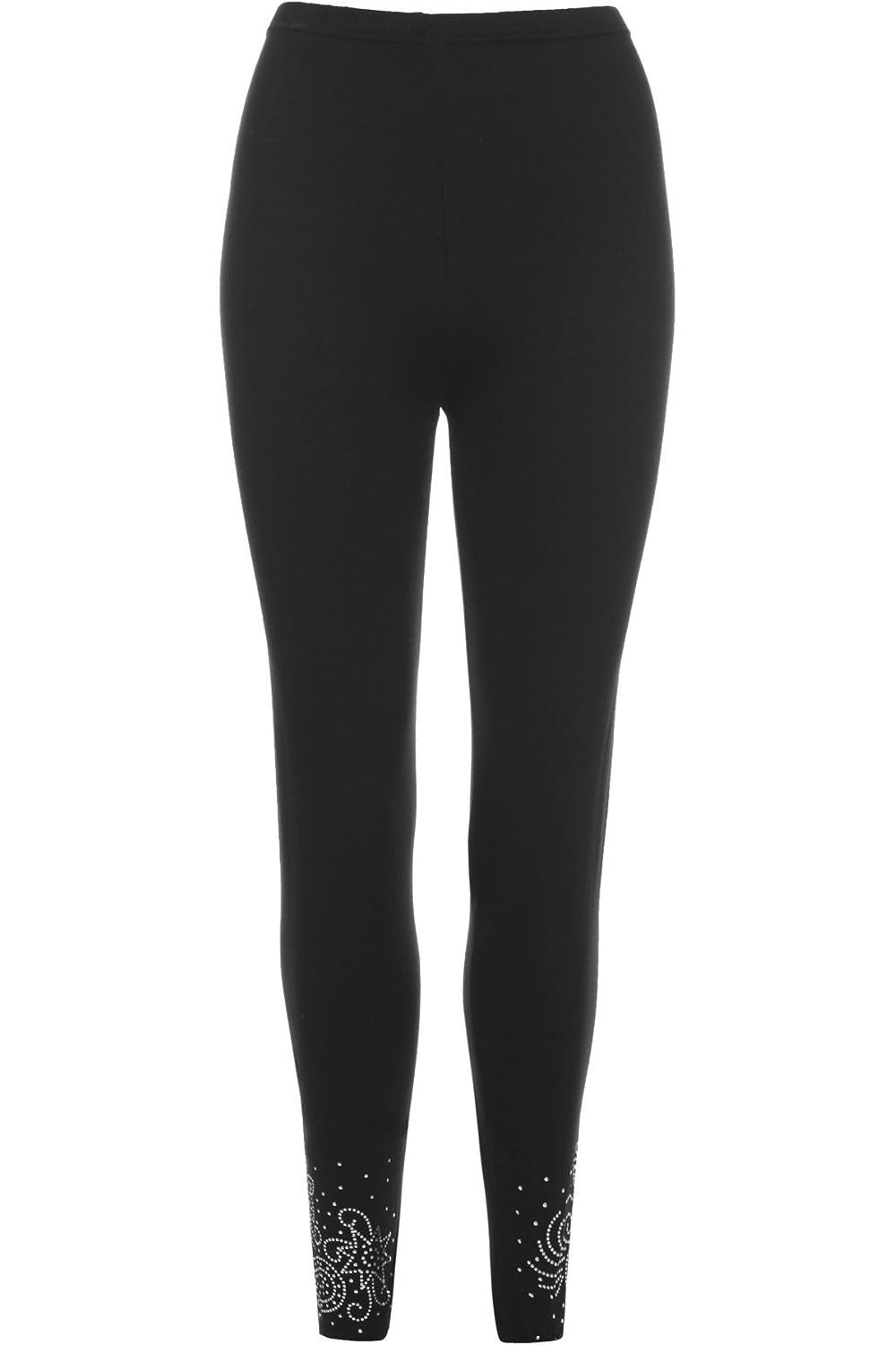 Black Plus Size Foil Printed Leggings For Women 16-18 - Dropwear