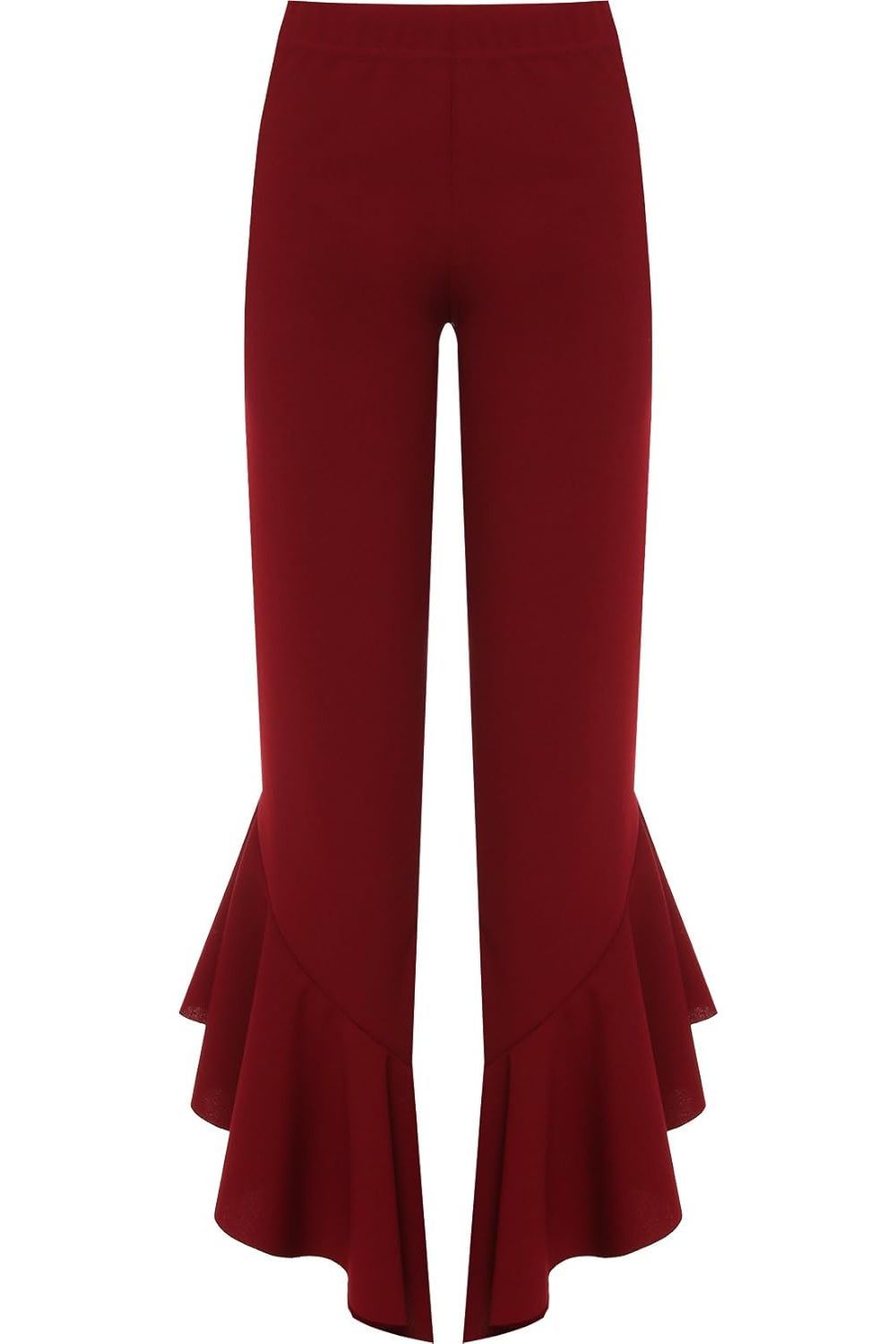 Frill Asymmetric Hem Plain Trousers For Women  - Dropwear