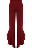 Frill Asymmetric Hem Plain Trousers For Women  - Dropwear